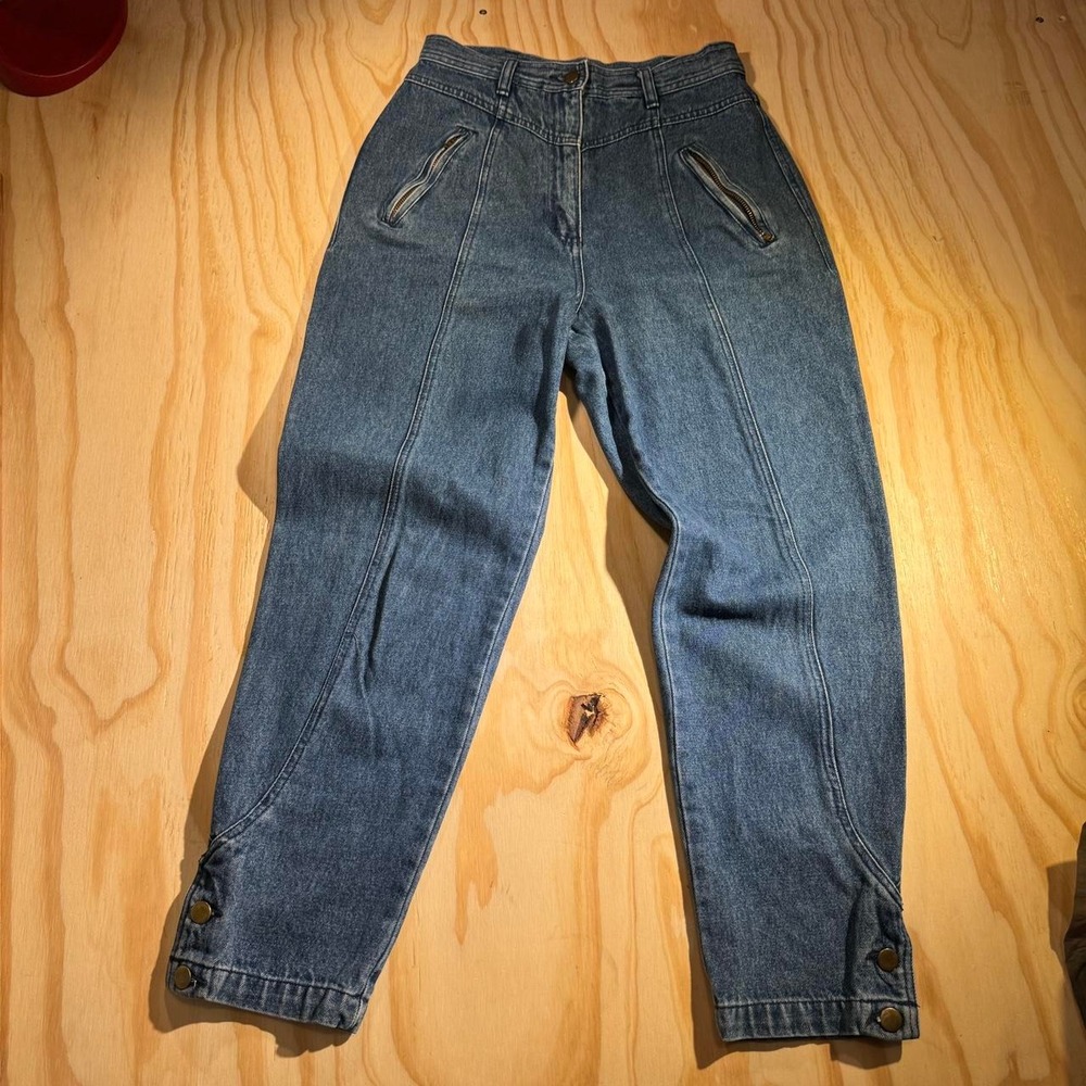Together Vintage High Rise Tapered Jeans Blue Snap Ankle Size 8 Petite 92-8048